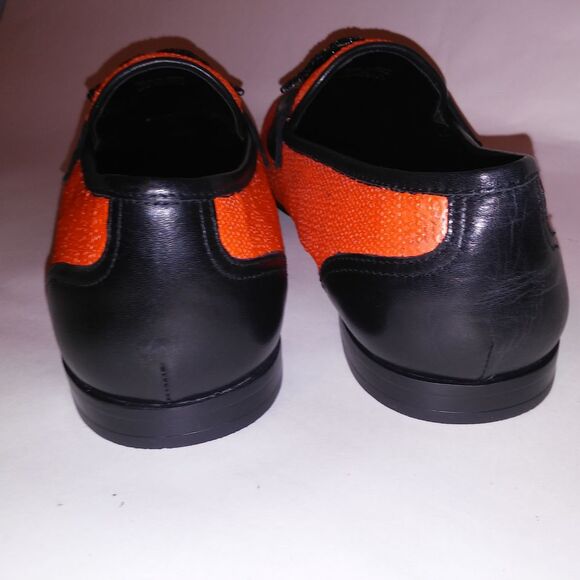 Aldo Mens Dress Shoes Loafers Orange Black Snake Sequin Mossimo Slip On Flex Sol - Picture 7 of 16